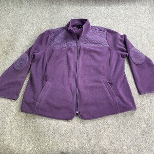 Talbots Jacket Women Plus 2X Purple‎ Sleeve Zip Up Quilted Accents Zip Pockets